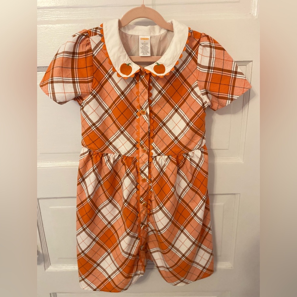 Gymboree Orange and White Plaid Dress